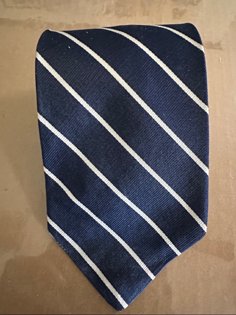 Lauren Ralph Lauren Navy Tie with White Diagonal Stripes